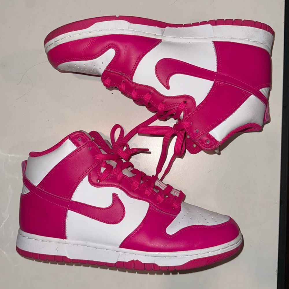 HOT PINK NIKE DUNK HIGH TOPS